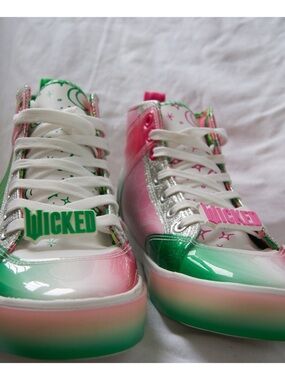 Wicked Embellished Gradient Platform Sneakers - Pink & Green